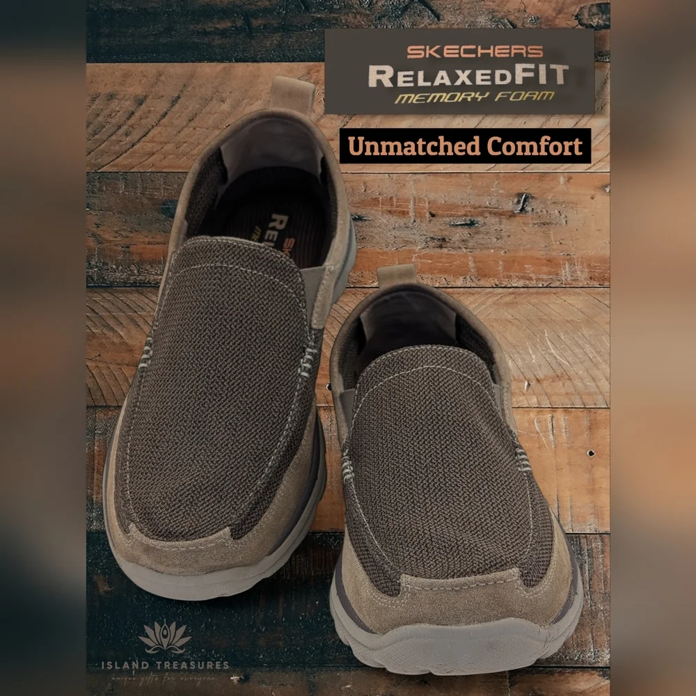 Skechers Pollard Wilfred Men Sz 9 Slip-Ins Memory Foam Mesh Upper Brown Loafers